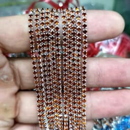 1yard/Piece 30Colors SS6-SS16 Glass Crystal Rhinestone Chain Silver Bottom Sew on Cup Chains For Diy Garment Bags Decorations