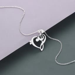 Kinitial Simple Design Treble and Bass Clef Heart Pendant Necklace Chain for Gift Charm Heart Music Teacher Necklaces Jewelry