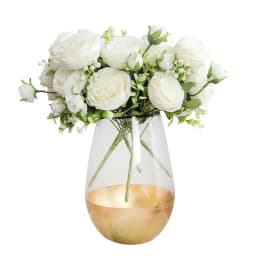 30cm Rose Pink Silk Peony Artificial Flowers Bouquet 5 Big Head and 4 Bud Cheap Fake Flowers for Home Wedding Decoration Indoor
