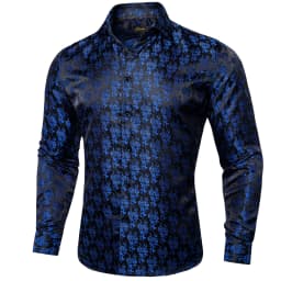 26 Colors Luxury Men's Shirts Long Sleeves Paisley Floral Printed Jacquard Purple Blue Black Shirt for Man Fall Winter Blouse