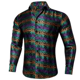 26 Colors Luxury Men's Shirts Long Sleeves Paisley Floral Printed Jacquard Purple Blue Black Shirt for Man Fall Winter Blouse