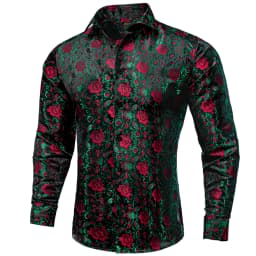 26 Colors Luxury Men's Shirts Long Sleeves Paisley Floral Printed Jacquard Purple Blue Black Shirt for Man Fall Winter Blouse