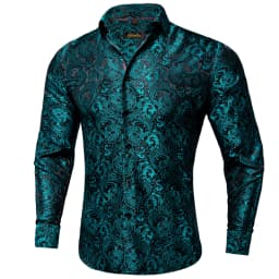 26 Colors Luxury Men's Shirts Long Sleeves Paisley Floral Printed Jacquard Purple Blue Black Shirt for Man Fall Winter Blouse
