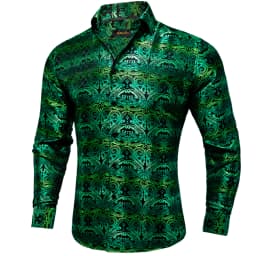 26 Colors Luxury Men's Shirts Long Sleeves Paisley Floral Printed Jacquard Purple Blue Black Shirt for Man Fall Winter Blouse