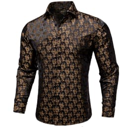 26 Colors Luxury Men's Shirts Long Sleeves Paisley Floral Printed Jacquard Purple Blue Black Shirt for Man Fall Winter Blouse