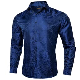 26 Colors Luxury Men's Shirts Long Sleeves Paisley Floral Printed Jacquard Purple Blue Black Shirt for Man Fall Winter Blouse