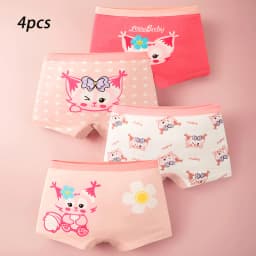 3-8 Years Old Kid's Boxer Underwear 100% Cotton Baby's Class A 100% Cotton Yound Children's Girls' Brief 4 Pcs a Lot