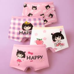 3-8 Years Old Kid's Boxer Underwear 100% Cotton Baby's Class A 100% Cotton Yound Children's Girls' Brief 4 Pcs a Lot
