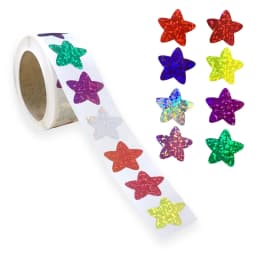 50-500pcs Holographic Color Star Stickers Reward Foil Star Stickers Labels For Wall Crafts Classroom Supplies Stationery Sticker