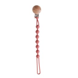 Beech Wood Chew Bead Pacifier Clips Dummy Chain Holder Newborn Soother Chains Nipple Holder For Babies Teething Toy Baby Chew