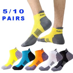 5/10 Pairs Men's Breathable Ankle Socks Mesh Casual Athletic Sports Short Socks Thin Cut for Summer Size 38-45