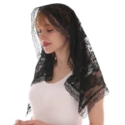 Lace Mantilla Veil Soft and Comfortable 2 Colors Black and White Spanish Style Rose Lace Veil Head Covering D Shape