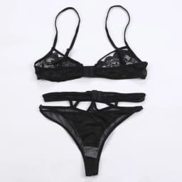 Sexy Hollow Out Bra Underwear Women Lace Tied Up Nightwear Push Up Bra Hollow Thong Sexy Linerie Set Three Point Bralette Bikini