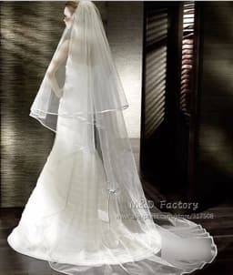2 Layers 3 Meters Women Bridal Veil Long Satin Edge White Ivory Tulle Wedding Accessories