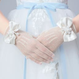 1 Pair Girls Kids White Lace Wedding Gloves Faux Pearl Bowknot Fishnet Gloves Communion Flower Girl Party Ceremony Accessories