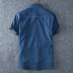 Men's Blue Denim Shirts Short Sleeve Jean Shirts New Summer High Quality Men Cotton Light Blue Denim Shirts Plus size L-8XL