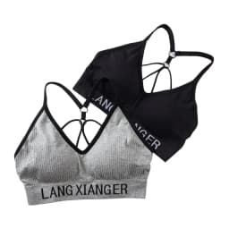 New Women's Cotton For Underwear Set Letter Sports Bra  Seamless Female Underwear Comfort No Steel Ring Suit Solid Color Chest