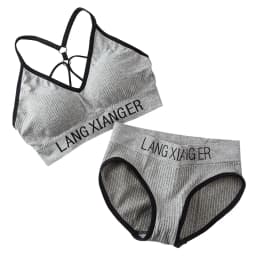 New Women's Cotton For Underwear Set Letter Sports Bra  Seamless Female Underwear Comfort No Steel Ring Suit Solid Color Chest