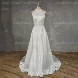 Satin Wedding Dress Halter Neck Pearl Collar Big Bow Open Back High Slit A-Line Bridal Gown Long Train Wedding Bridal Party 2026