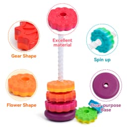Baby Rotating Rainbow Tower Montessori Baby Stacking Puzzle Toys Safety Early Educational Toy Safety Colored Children's Toys