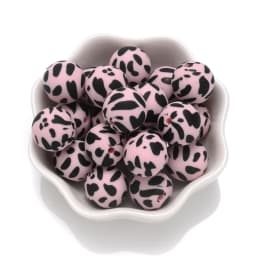 15mm 10Pcs Teether Silicone Beads Leopard Print Round Teething Beads For Baby Pacifier Chain Dummy Holder Clip DIY Necklace