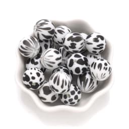 15mm 10Pcs Teether Silicone Beads Leopard Print Round Teething Beads For Baby Pacifier Chain Dummy Holder Clip DIY Necklace