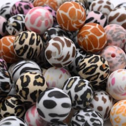 15mm 10Pcs Teether Silicone Beads Leopard Print Round Teething Beads For Baby Pacifier Chain Dummy Holder Clip DIY Necklace
