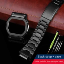 For Casio G-SHOCK metal case strap stainless steel Suit DW5600/GW-M5610/5000 GW-B5600 Modified Cool style Golden black watchband