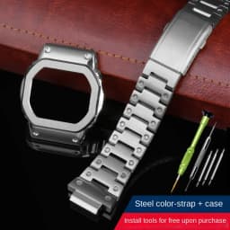 For Casio G-SHOCK metal case strap stainless steel Suit DW5600/GW-M5610/5000 GW-B5600 Modified Cool style Golden black watchband
