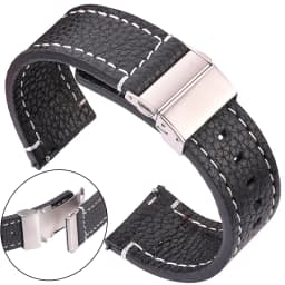 Soft Leather Watchband Brown Black 18mm 20mm 22mm 24mm Smart Watch Band Women Men Bracelet Cowhide Strap Deployment Clasp