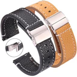 Soft Leather Watchband Brown Black 18mm 20mm 22mm 24mm Smart Watch Band Women Men Bracelet Cowhide Strap Deployment Clasp