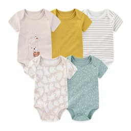 Kiddiezoom 5 Pcs/Lot Four Seasons Fashion Cartoon Short Sleeve Baby Boy Girl Bodysuits Soft Unisex Newborn Onesies Clothing