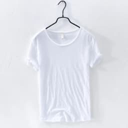 Retro Raw Edge T-Shirt for Men, 100% Cotton, Lightweight,Breathable,Slim-fit, Monochromatic, O-Neck, Casual Basic Top