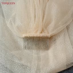 TOPQUEEN V101 Sparking Bridal Veil Glitter Wedding Veil Long 3M/5M Luxury Cathedral Wedding Veil Champagne Colored Wedding Veils