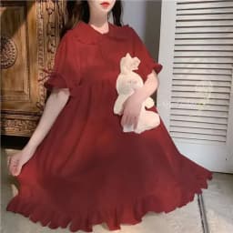 Japanese Sweet Girl Lolita Dress White 2021 Summer Kawaii Peter Pan Collar Cute Ruffle Puff Sleeve Drees Elegant Lady Dresses