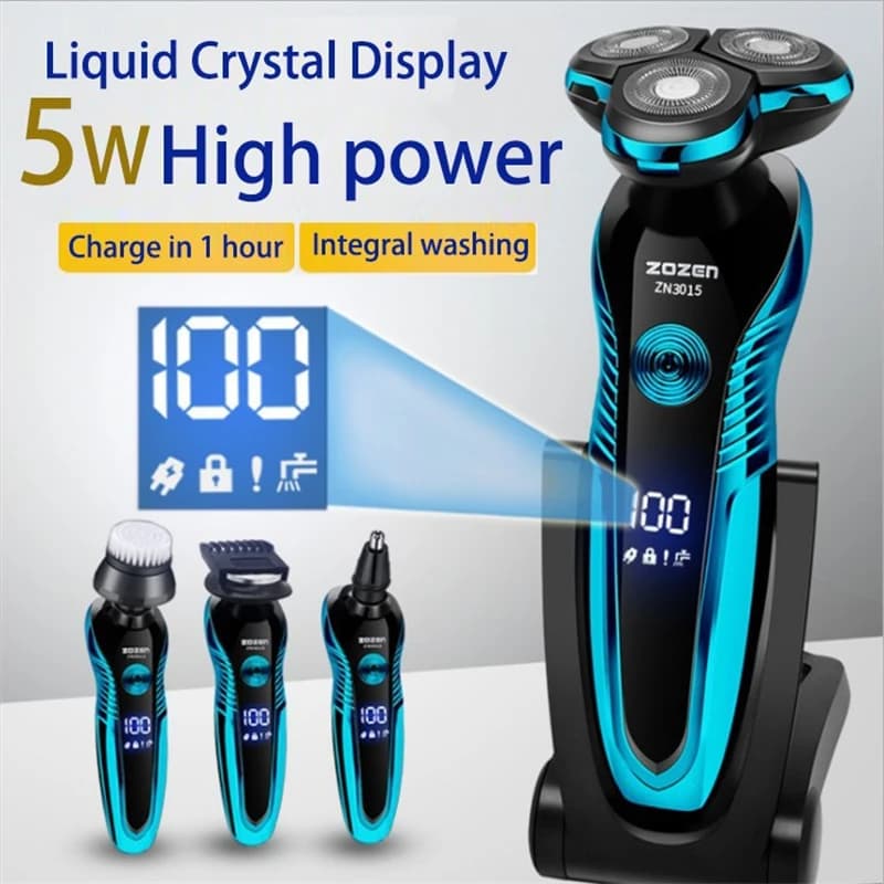 ZOZEN Electric Shaver Washable Rechargeable Electric Razor Shaving Machine for Men Body Hair Beard Trimmer Wet-Dry Use Washable