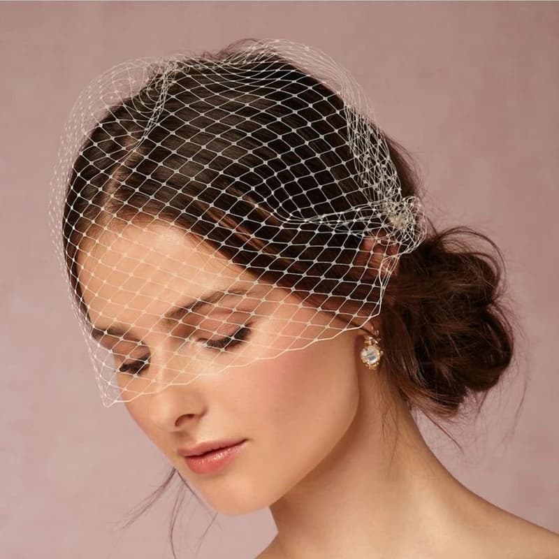 Silver Gold Birdcage Veils White Blusher Veil for Bride schleier braut