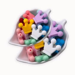Cute-Idea 10PCs Mini Crown Teether Nursing Pacifier Beads DIY Accessories Chain BPA Free Chewable Teething Soft Baby Product