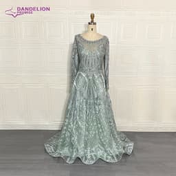 Luxury Handmade Beading Long Sleeve Celebrity Dresses 2020 Dubai Arabic Muslim Elegant Lace Formal Evening Party Gown