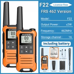 2Pcs Baofeng F22 PMR446 FRS Mini Walkie Talkie Licence-free Portable VOX Type-C Charger Long Range 2-Way Radio for Camping Hotel