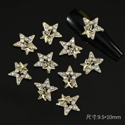 10pcs 3D Silver Pentagram Star Nail Art Alloy Rhinestone Luxury Metal Star Charms Nails Jewelry Gem Manicure Nail Art Decoration