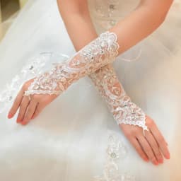 1 Pair White Short of Gloves Wedding Gown Accessories Fingerless Gloves Inlaid Rhinestone for Bridal Lace Glove