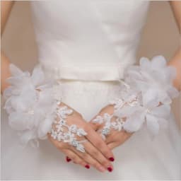1 Pair White Short of Gloves Wedding Gown Accessories Fingerless Gloves Inlaid Rhinestone for Bridal Lace Glove