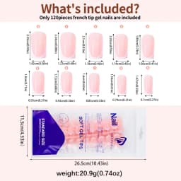 120Pcs Short Square Coffin French Fake Nails Glossy Pink  Full Cover Wearable Press on Nails Wearable Acrylic Fake Nails Tips #