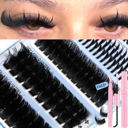 Lasvirey Cluster Lashes Kit DIY Fluffy Lash Clusters 4 IN 1 Mixed Full Set Individual Eyelashes Extension with Lash Bond & Seal