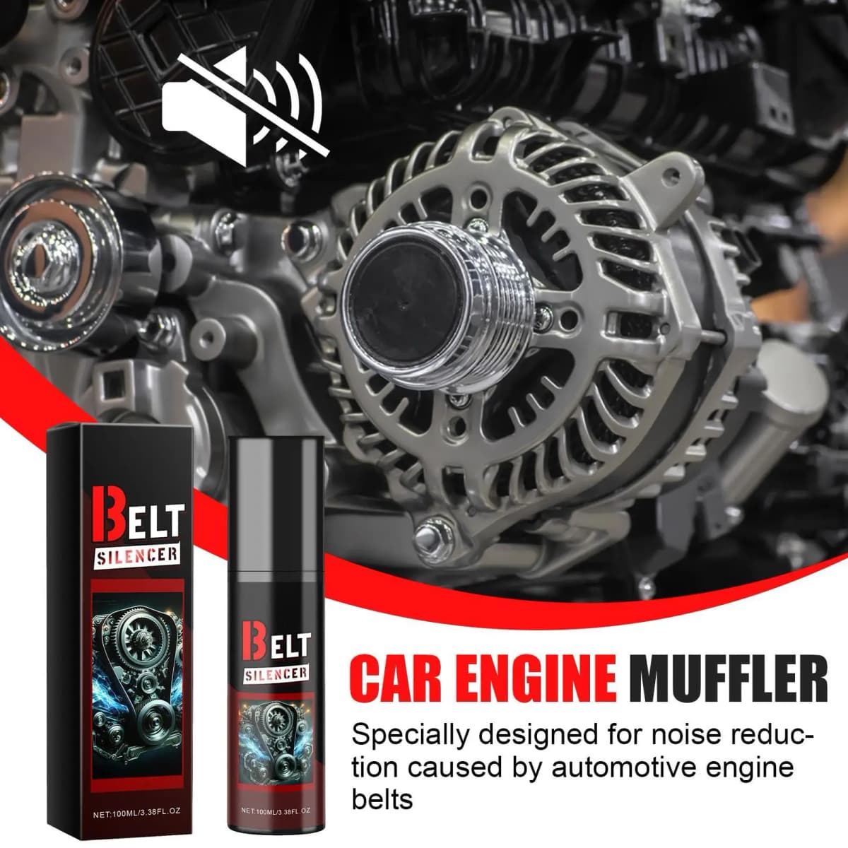 100ml Car Belt Noise Spray Prolongs Belt Life Engine Belt Silencers Spray-On Dressing Noise Lubrication Protection Friction