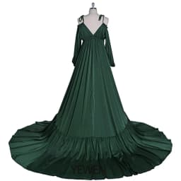 Sexy Shoulderless Satin Photography Gown Pregnancy Shooting Dress Maxi Gown for Photo Shoot Photography Props YEWEN DY21721