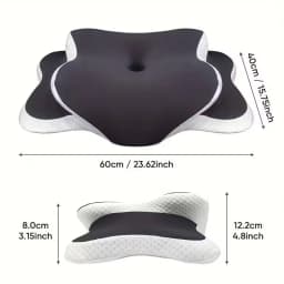 Ergonomic Memory Foam Butterfly Neck Pillow C-Shaped Adjustable Dual Height Transparent Cover Support for Side/Supine/Pillow Sle