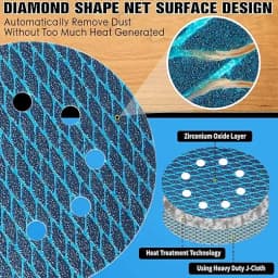 10 Pieces of 5-Inch 8-Hole Diamond-Shaped Sanding Discs with Adhesive Backing, Available in Grits 40/60/80/100/120/150/180/240/320, Suitable for Orbital and Random Orbital Sanders, Woodworking, Metalworking, Anti-Clogging Dust-Proof Sandpaper Discs