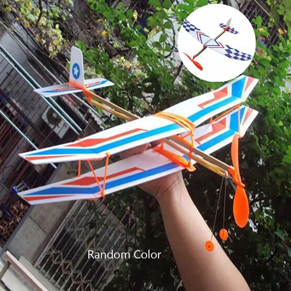 Children Novelty Plastic Educational Toy DIY Foam Aircraft Elastic Rubber Airplane Powered Flying Glider Assembly Plane Model
